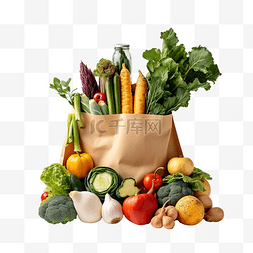 橙叶感恩节图片_生态袋中的健康天然食品感恩节食