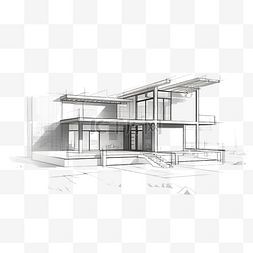 住宅蓝图图片_最小风格的房屋建筑平面图插图