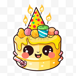 生日快乐与蛋糕图片_可爱的卡通生日蛋糕与纸杯蛋糕剪