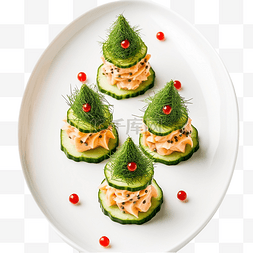 开胃小菜图片_圣诞树小菜配黄瓜片