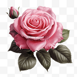 邀请字图片_玫瑰花和植物叶数字绘制