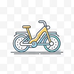 黄色自行车的线条图标 向量