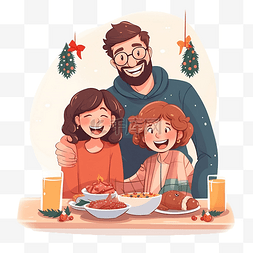 欧洲桌子图片_圣诞节时，一个带着小孩的幸福的