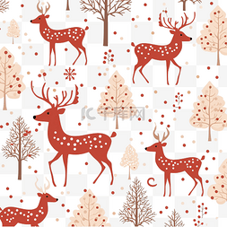 圣诞无缝图案与驯鹿和雪花