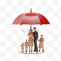 剪切人物图片_3d 雨伞保护模型家庭与木娃娃人物