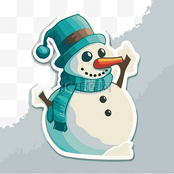 雪人免费图片_蓝色背景剪贴画上的雪人贴纸 向
