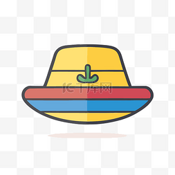 哥伦比亚图标图片_上面有红色条纹的黄色帽子的图像