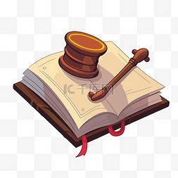 法律书籍剪贴画法官木槌在印刷书