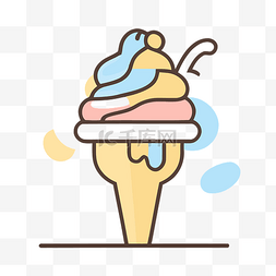 柔和蓝色背景图片_蓝色背景上带有多彩口味的冰淇淋
