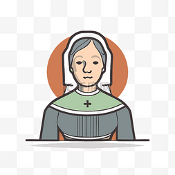 一个带着十字架的老妇人的卡通表