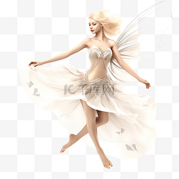 飞翔的小仙女图片_美丽的金发仙女飞翔