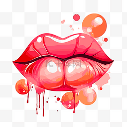 嘴唇剪贴画滴着粉红色的嘴唇与橙