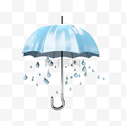 雨季雨云与雨伞滴雨水隔离概念 3D
