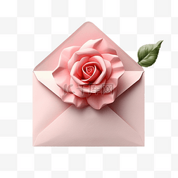 现实玫瑰的顶视图，在开放信封元