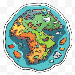 非洲卡通与行星地球插图 向量
