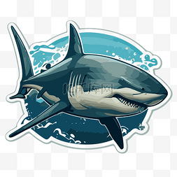 鲨鱼 鲨鱼船贴纸 贴纸 鲨鱼 海洋