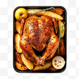 美肉图片_火鸡大腿用香料和苹果在烤箱中烘