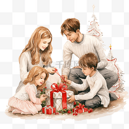 坐在地毯上的人图片_快乐可爱的家庭，有三个孩子在地