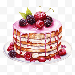 紫色磨砂图片_水彩可爱的蛋糕