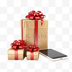 网店横幅图片_带智能手机的网上圣诞购物概念