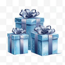 蓝色礼品盒丝带图片_蓝色礼品盒，带有可爱卡通风格的