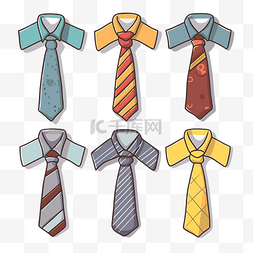 六种不同的领带在背景上显示颜色
