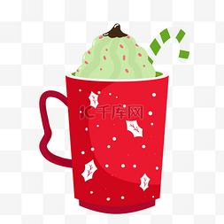 抹茶奶茶图片_红色杯子抹茶雪顶冰淇淋