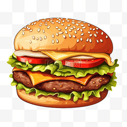 棕色汉堡包图片_汉堡包 PNG 插图