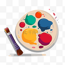 彩色绘画调色板和画笔平面矢量