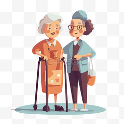 微笑矢量图片_护理人员剪贴画一位老太太和一位