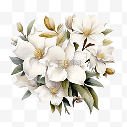 白色羽毛叶子图片_水彩 白色 花卉