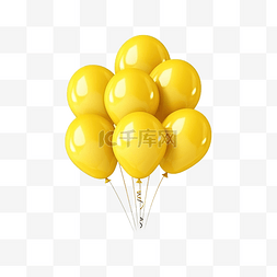 透明风格图片_黄色气球生日庆祝的漂浮装饰