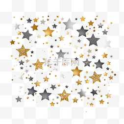 银色的星星图片_金色和银色的星星五彩纸屑金色的