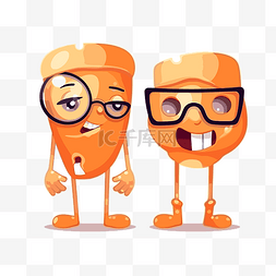 膝盖剪贴画两个戴着眼镜的橙色人