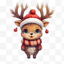 鹿头图片_穿着鹿服装庆祝圣诞节的可爱角色
