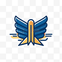 蓝色和黄色的鸟飞翔标志设计 向