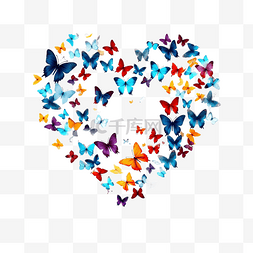 黑色翅膀心形图片_飞翔的蝴蝶在心形框架图案