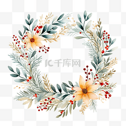 圣诞节无缝模式图片_用花环装饰的圣诞快乐贺卡设计
