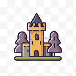 像素城堡图片_森林中一座城堡的平面图标插图 