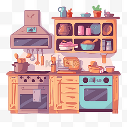 厨房剪贴画 厨房以卡通风格显示 