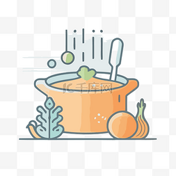 汤锅毛肚图片_一个带有胡萝卜和蔬菜的汤锅的图