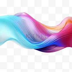 彩色明亮海浪图片_3d 渲染多彩多姿的流动抽象虹彩波