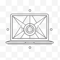 视频icon图片_电脑屏幕由黑色线条艺术制成 向