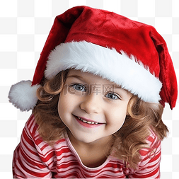 冬天躺着的人图片_戴着圣诞老人帽子的小女孩躺在家