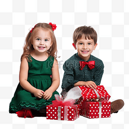 护士与老人图片_圣诞树附近快乐的孩子们带着礼物