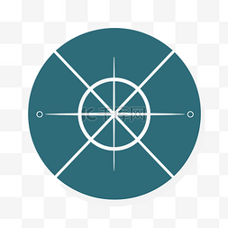 青色圆圈中的罗盘图标 向量