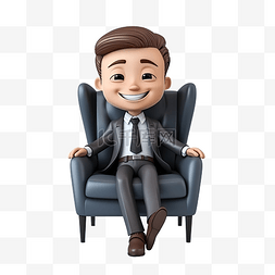 同事图片_商人坐着放松3D人物插画