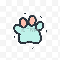 狗爪子白色图片_白色背景上蓝色和粉色的狗爪图标