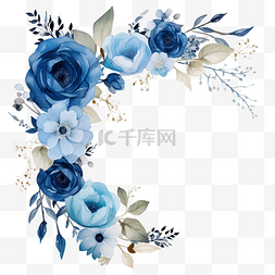 蓝色框架与鲜花