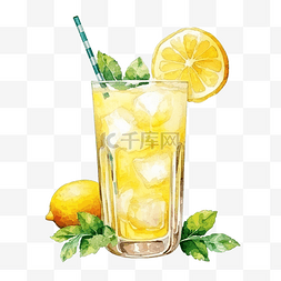 水彩柠檬苏打水